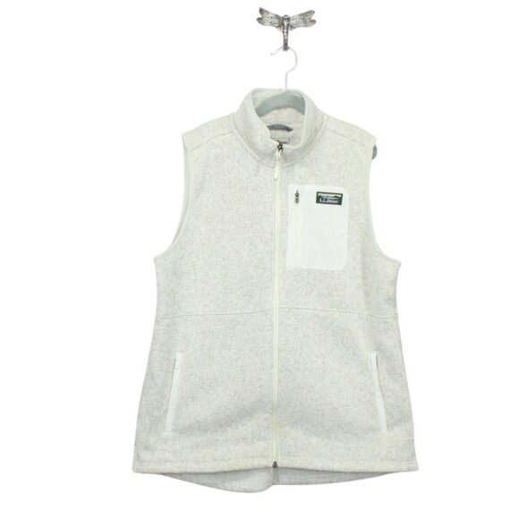 LL Bean Sweater Fleece Long Vest Pewter Size L Pet - Picture 1 of 10